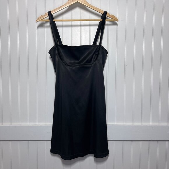 Shein Sexy Black Satin Mini Dress Adjustable Square Neck Cocktail Party Clubwear - Picture 1 of 8